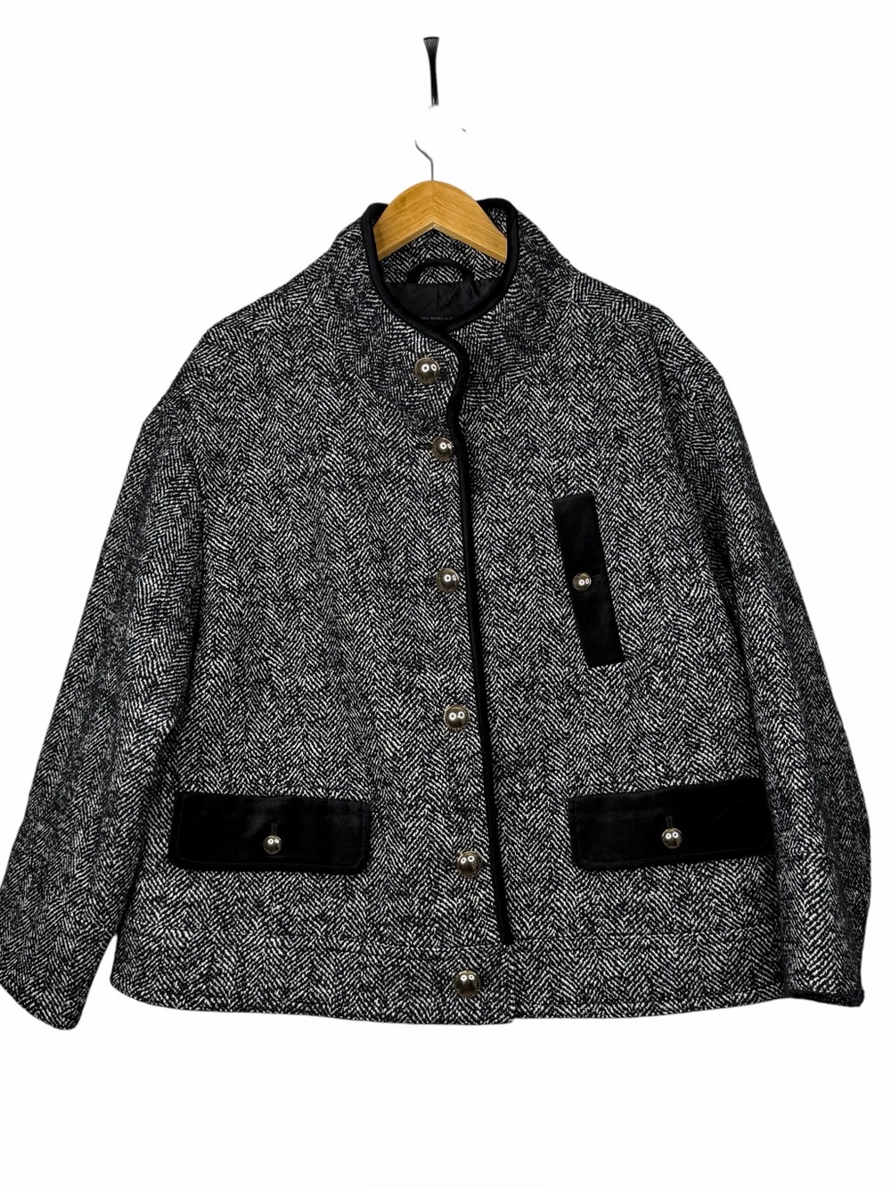 Talbots Boucle Herringbone Jacket Woven Italy Career Mob Wife Wool Blend 1XP